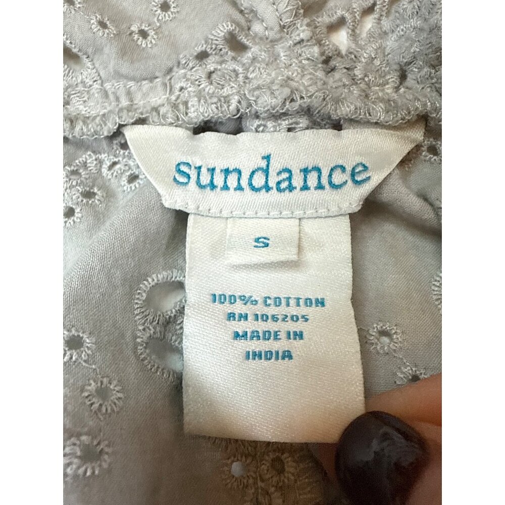 Sundance Womens Light Gray Eyelet Embroidered Open Cardigan Small (bin D197) - Picture 6 of 9